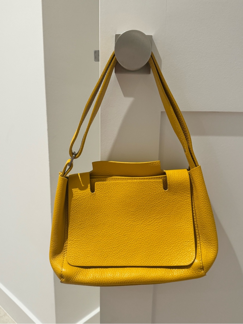 Genuine Italian Yellow Leather Shoulder Bag